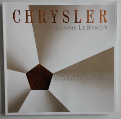 CHRYSLER LeBARON 1990 dealer brochure catalog - French - Canada