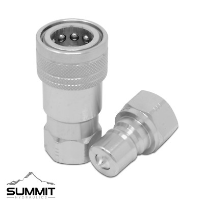 3/8  ISO 7241-B Quick Disconnect Hydraulic Coupler Set, 1/2  SAE Thread