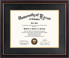 Elegant 11x14 Diploma Frame with Black/Gold Mat, Solid Wood  UV Protection