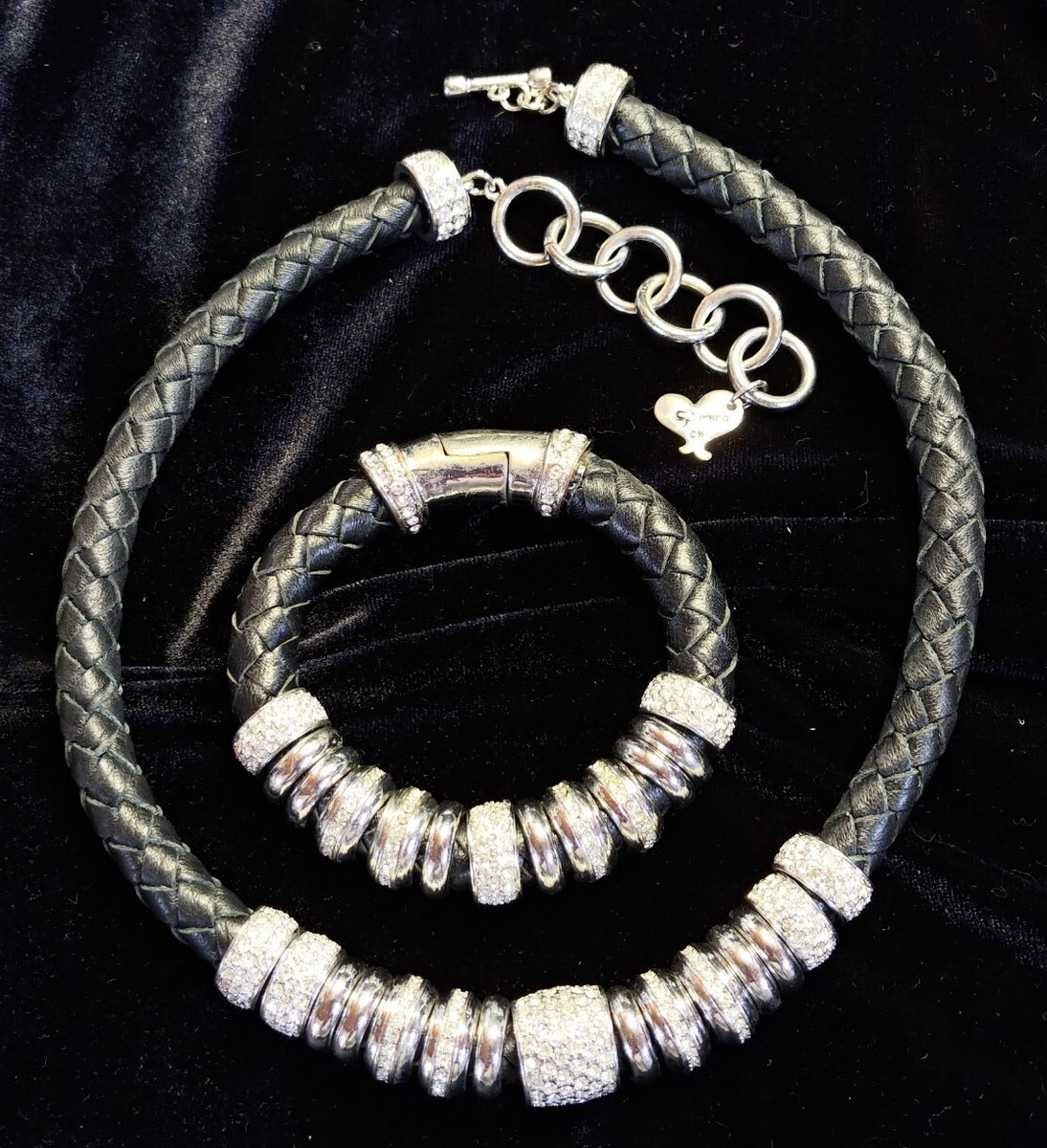 Serena Williams 2009 Braided Black Leather Necklace Bracelet Set