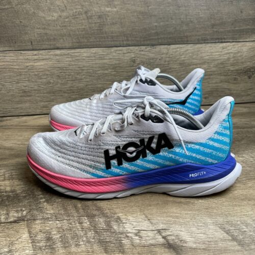 Hoka One One Mach 5 1127893-WSBB Men's US 10.5D Shoes White Scuba Blue Sneakers
