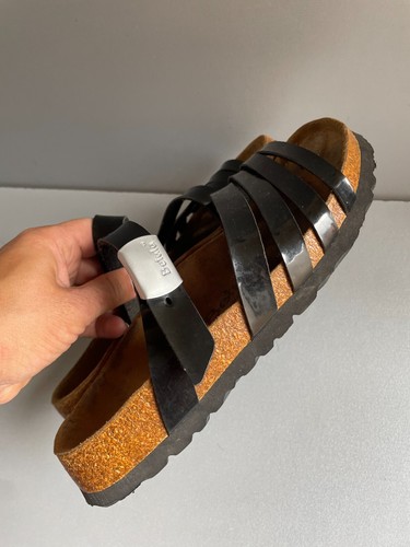 Sandalias Birkenstock Betula Birmania charol negro tiras deslizables Reino Unido 4,5 eur 37 - Imagen 8 de 18