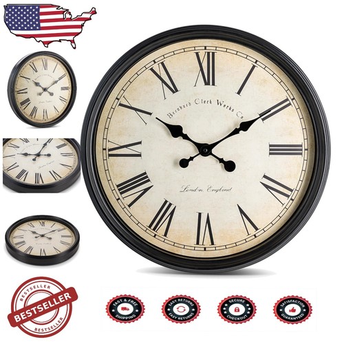 20-Inch Decorative Wall Clock - Elegant Quartz with Roman Numerals for Any Room