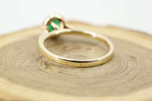 0,22 ct. Smaragd Ring 585 Gold Brillanten 0,09 ct. F-G SI1 Ringgröße 49 || 1,66g - Bild 5 von 8