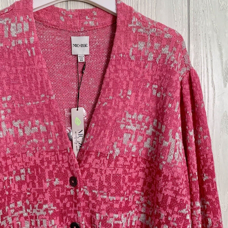 NIC+ZOE Pink Multi Confetti Cardigan Sweater Size 3X NWT eBay