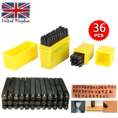 36X Number and Letter Stamp Punch Set for Imprinting Metal Leather Wood Plastic