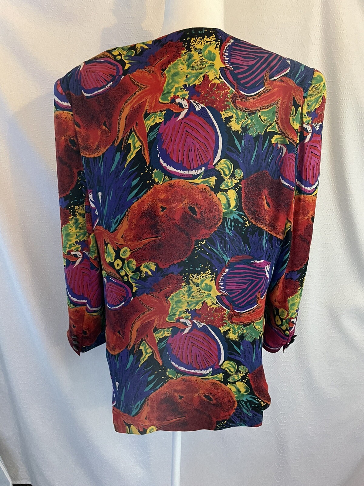 Vintage 80s Michi Moon for Sanyo Blazer 12 Silk Colorful 