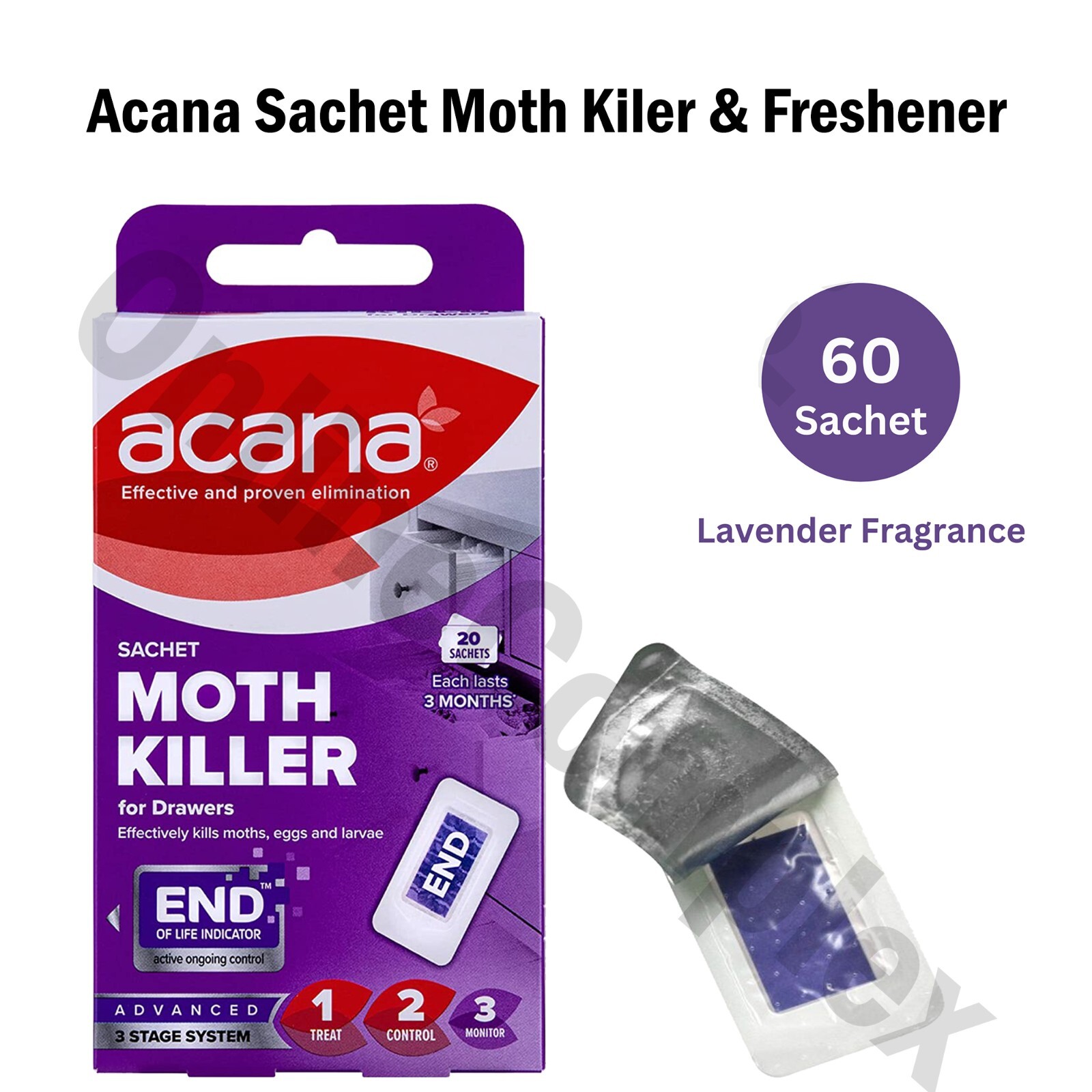New ACANA Moth Killer Sachet & Moths Repellent Freshener Fabric
