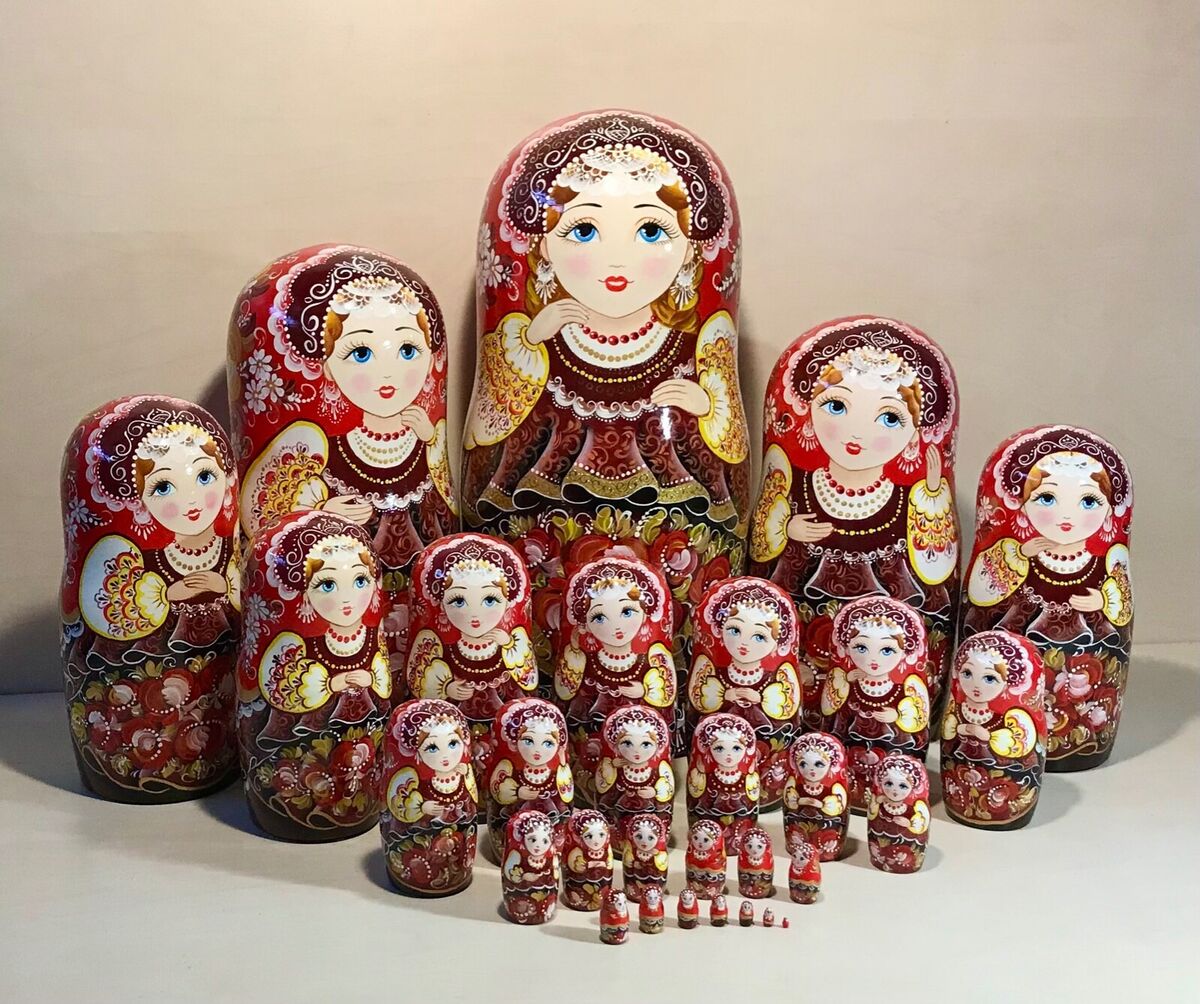 Matryoshka 30 pcs, 18” Wooden Nesting Doll, Best Gift Matryoshka 30 pcs, 18” Wooden Nesting Doll, Best Gift
