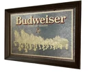 Vtg Budweiser Mirror Clydesdales Kings of Beers Framed Sign 20x14” Bar Decor