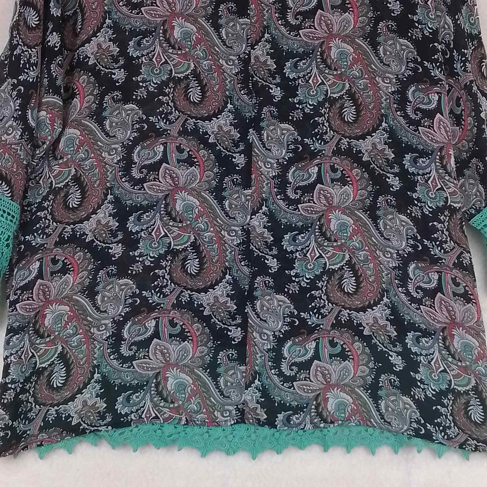 Umgee Sheer Boho Blouse Size Large w/ Paisley Pri… - image 9