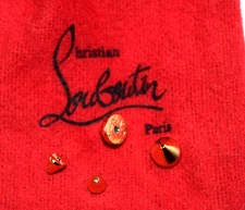 Christian Louboutin 4 Gold Metal Studs Replacement In Red Fabric Bag