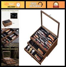 Large 3-Tier Knife Display Case, Transparent Lid Organizer & Drawer for Folding