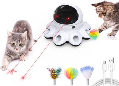 ORSDA Cat Laser Toy, 2-in-1 Interactive Automatic Motion General, Cool Black 
