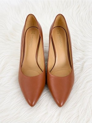 Naturalizer Cognac Brown Pointed Toe Pumps SZ 8.5 Leather Career Shoes