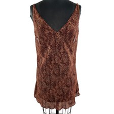 VINTAGE Victoria's Secret Brown Leopard Print Slip V-Neck Camisole Large L VTG