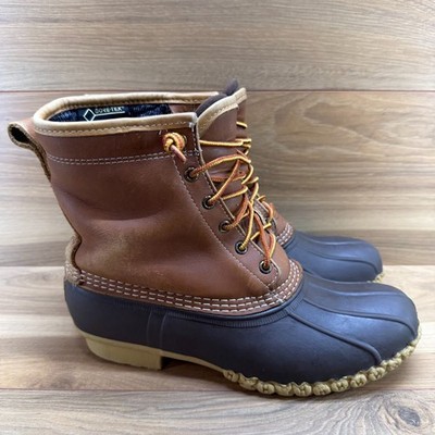 LL BEAN Duck Boots Mens 8 M Brown Leather Gore Tex Waterproof