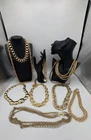 Lot of 25 Gold Tone Vintage Modern Fashion Estate Costume Jewelry Necklaces
