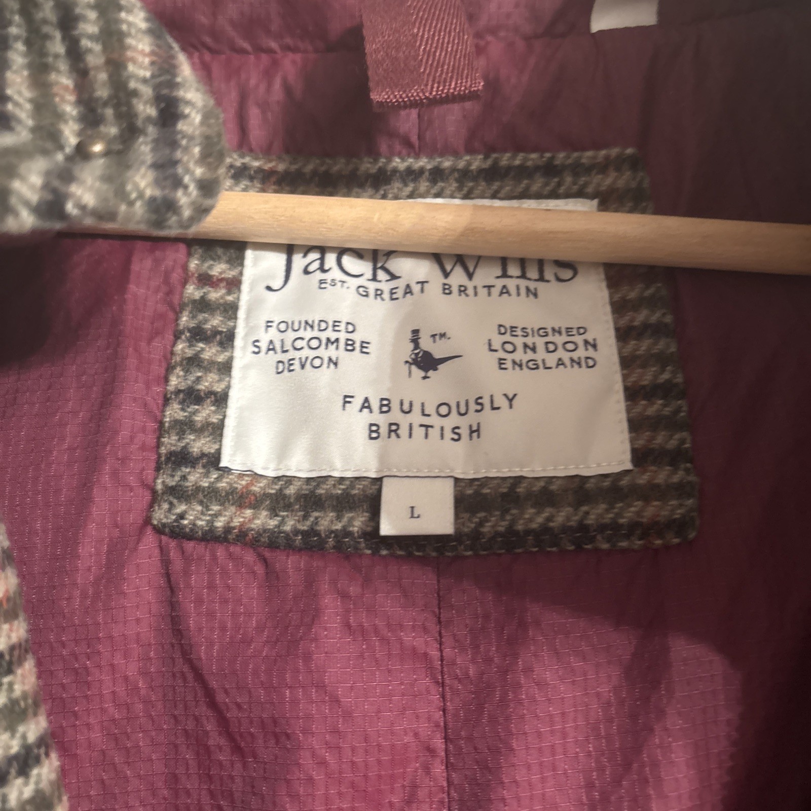 Men’s Jack Wills Tweed Hooded Down Jacket - Size - L  (L) image 4