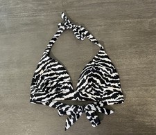 Victoria's Secret Bikini Swimsuit Top Black White Zebra Large