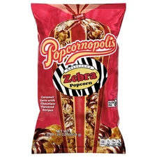 Popcornopolis Zebra Popcorn, Caramel Corn with Chocolate Drizzle, 24 oz