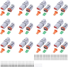 102PCS 2 Pin Way Deutsch DT Gray Connector 12 Set，Size 16 Solid Contacts Waterpr