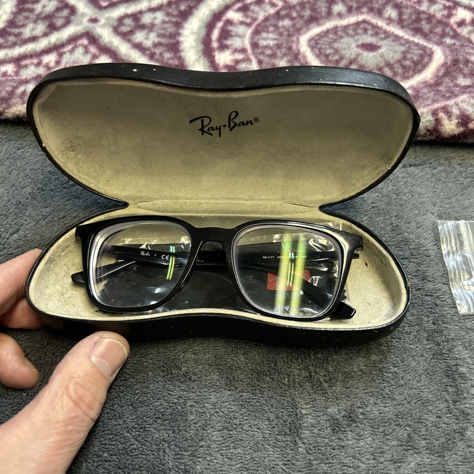 RAYBAN RB7177 2000 Shiny Black 51/18 140 Eyeglass Frame 100% Authentic preowned - image 4 of 4