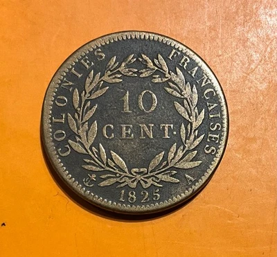 France - COLONIES FRANÇAISES Charles X pour la Guyane 10 Centimes 1825 A - Photo 1/2
