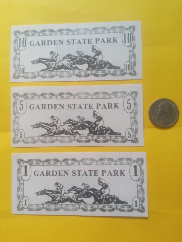 (3) 1985 GARDEN STATE PARK Grand Re-Opening Bills. Horse Racing. Mint.