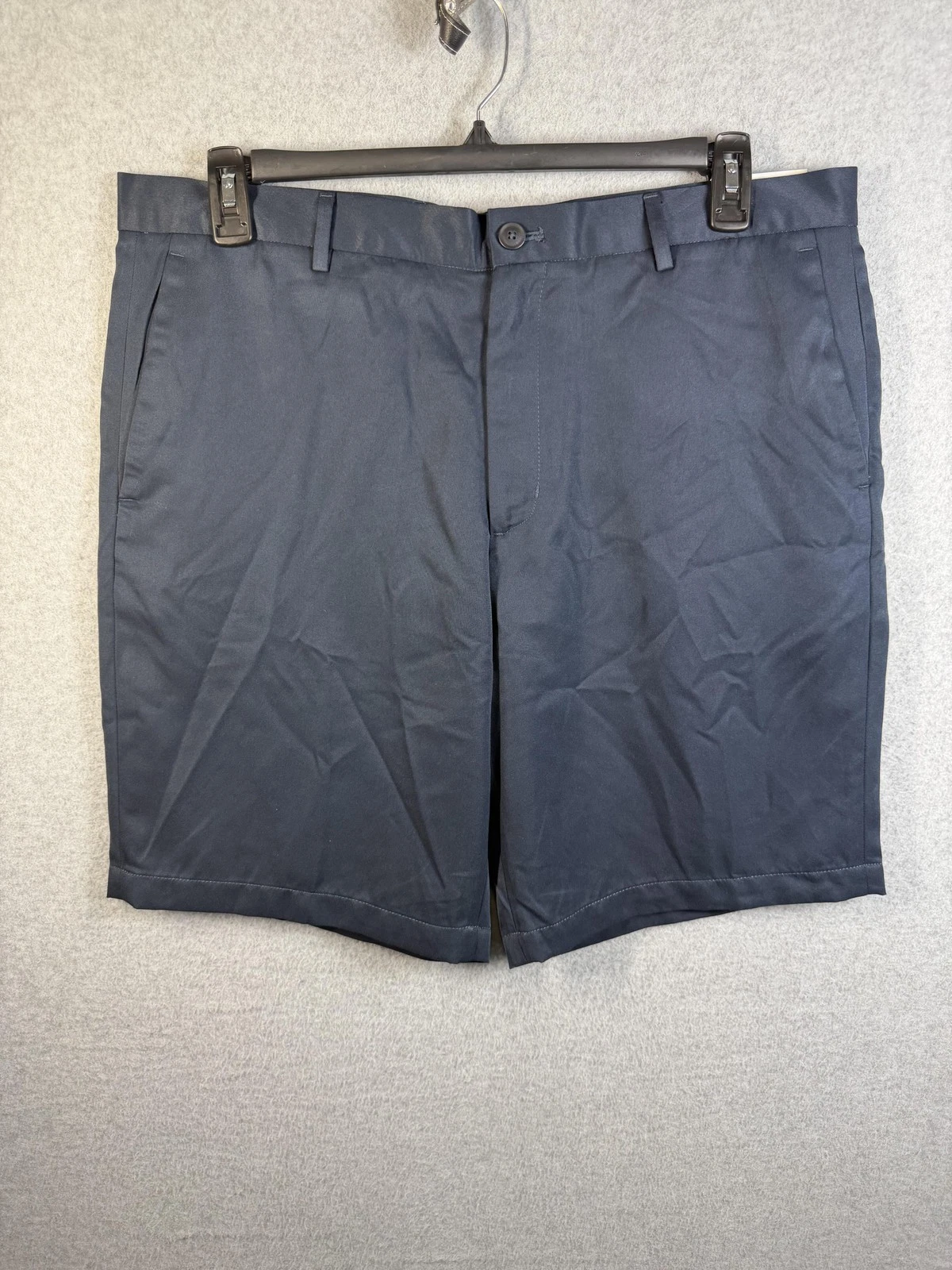 Perry Ellis Shorts Mens 36 Blue Microfiber Chino Performance Casual Easy Care