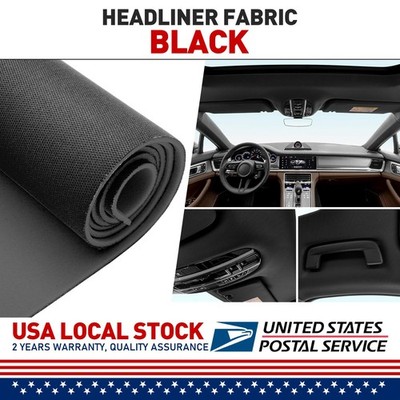 1/8'' Thick Flat Knit Headliner Fabric Foam Auto Roof Repair Upholstery Black