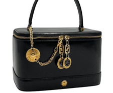 GIANNI VERSACE Vanity Bag Makeup Pouch color black gold zip logo fashion goods