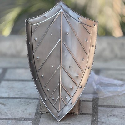 28'' Medieval Knight Templar Shield Metal Lining Heater Shield For Larp Cosplay