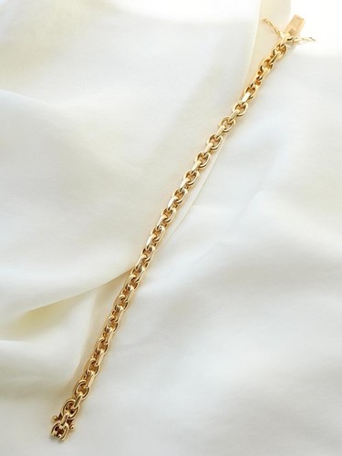 Brazalete de 6,8 pulgadas sólido de oro amarillo de 18 k vintage de cadena de eslabones de anclaje grueso de 5,5 mm - Imagen 2 de 5