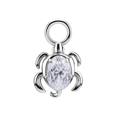 Charms - CoCr NF - Schildkröte mit weißem Zirkon - Silber - D-084