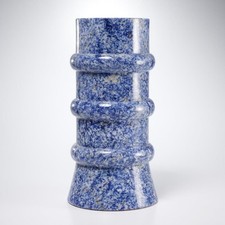 Martell Carved Polished Natural Large Heavy Blue Jasper Stone Pillar Vase 12.75"