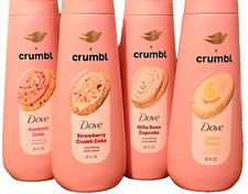 DOVE CRUMBL LEMON STRAWBERRY CRUMB CAKE CONFETTI NILLA BEAN BODY WASH FULL SET 4