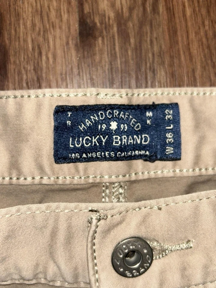 Lucky Brand 121 Heritage Slim Jeans Mens 36x32 Khaki Tan Stretch Denim Casual - Image 2 of 4