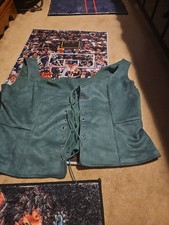 dark green suede-look lace-up front Renaissance or medieval-style vest