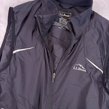 LL Bean Mens Multisport Vest Black Ripstop Nylon Full Zip 287420 M REG