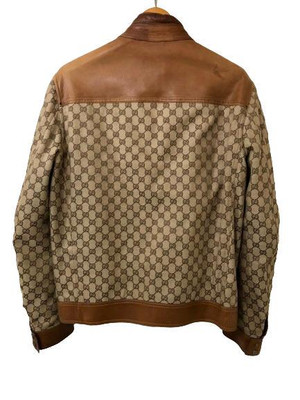 80s 90s Y2K luxury GUCCI designers レザー 革 Vintage Gucci Canvas GG Calf Leather Biker Jacket Leather