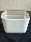 VINTAGE PYREX 'SUNSHINE' BACK STAMPED 501-B REFRIGERATOR DISH w/ LID