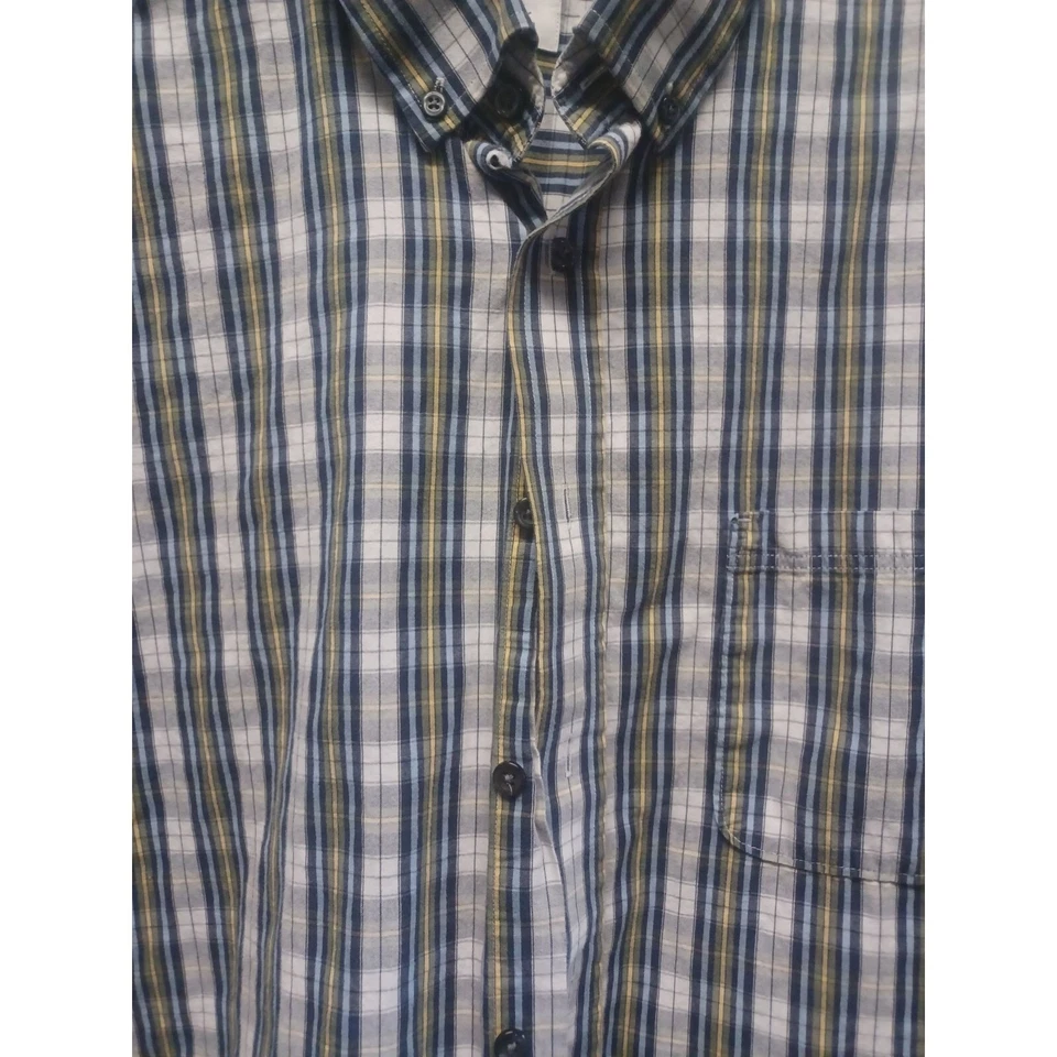 Boca 经典男式纽扣长袖衬衫 XL 蓝色灰色格子 — 第 2/4 张图片