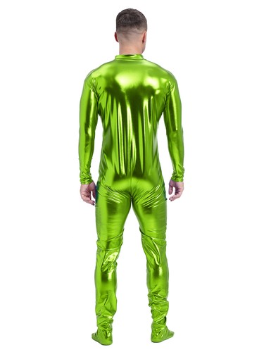 iEFiEL Men's Wet Look Metallic Full Body Mock Neck Long Sleeve Footed DE - Bild 66 von 112