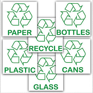 Self-Adhesive Vinyl Decal Recycle Logos 6 Recycle Stickers Metal Sign Stickers Plastic Paper Eco-Friendly Trash Can Signs Waterproof /& UV Protected 4 Pack Glass Indoor /& Outdoor Use