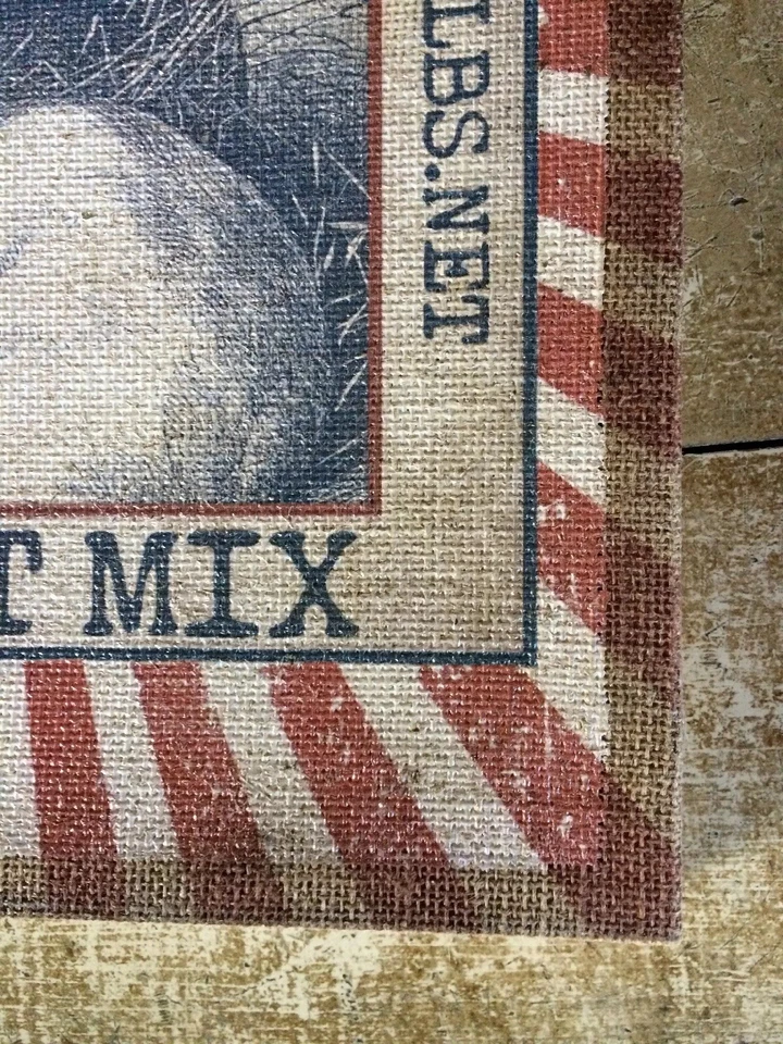 Bunny Rabbit Burlap Canvas Picture Print Rabbit Mix Primitive Farmhouse Country - Image 3 of 4