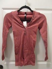 URBAN OUTFITTERS OUT FROM UNDER BUTTON FRONT RIBBED BROWN ROMPER SIZE XS/S NEW