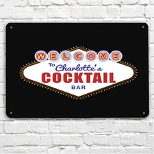Personalised Bar - Cocktail Las Vegas Nevada lights A4 metal Sign plaque