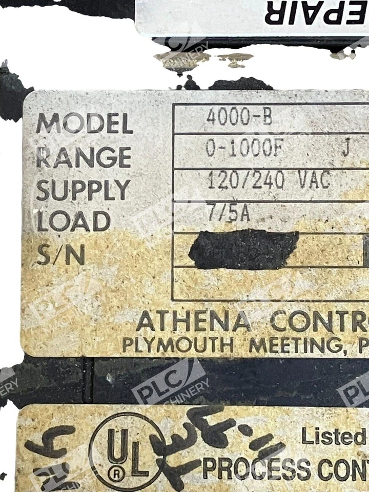 Athena 0-1000F 120/240VAC 7/5A Process Controller 4000-B - Image 2 of 2