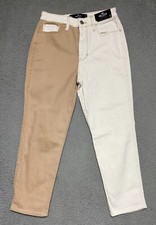 NEW Hollister Ultra High-Rise Mom Jeans Stretch Two Tone Womens 3S 26x25